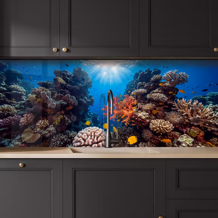 Zee - Koraalrif - Natuur - Levendig - Blauw keuken achterwand 2 middel -sfeer1