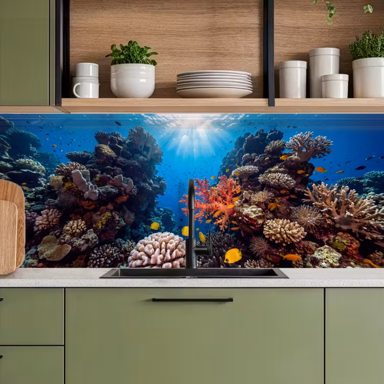 Zee - Koraalrif - Natuur - Levendig - Blauw keuken achterwand 2 middel -sfeer3
