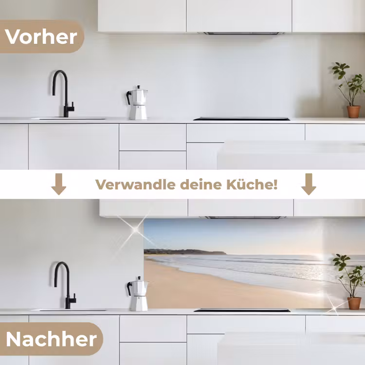 Zee - Zon - Zand keuken achterwand 2 middel -voor-na_DE