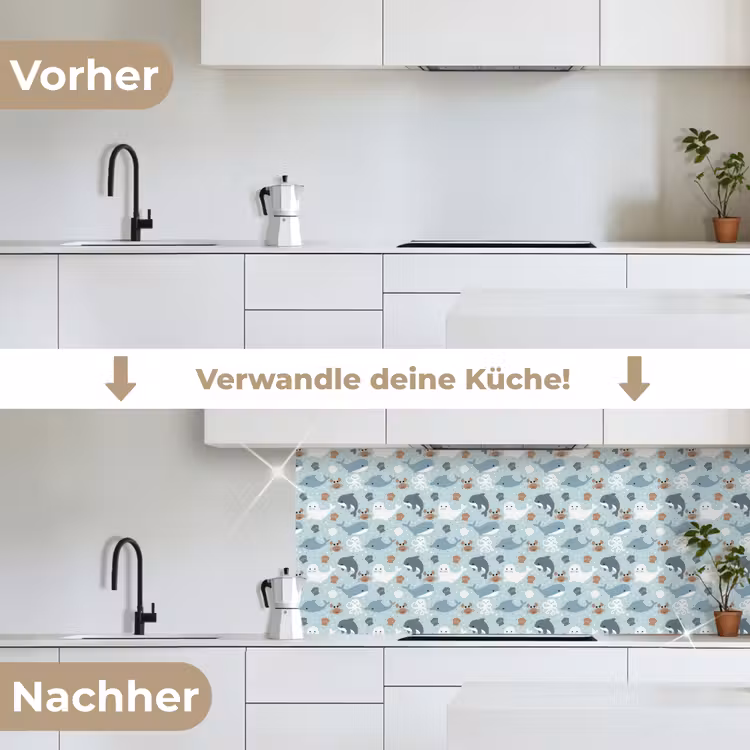 Oceaan - Walvis - Zeehond - Krab keuken achterwand 2 middel 871 -voor-na_DE