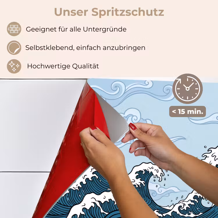Zee - Golven - Japans - Natuur - Blauw keuken achterwand spatscherm klein -spatscherm_DE