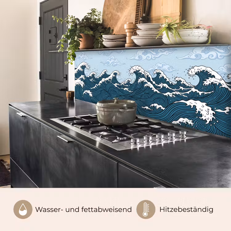 Zee - Golven - Japans - Natuur - Blauw keuken achterwand 2 middel -usp_DE