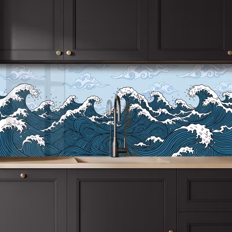 Zee - Golven - Japans - Natuur - Blauw keuken achterwand 2 middel -sfeer1
