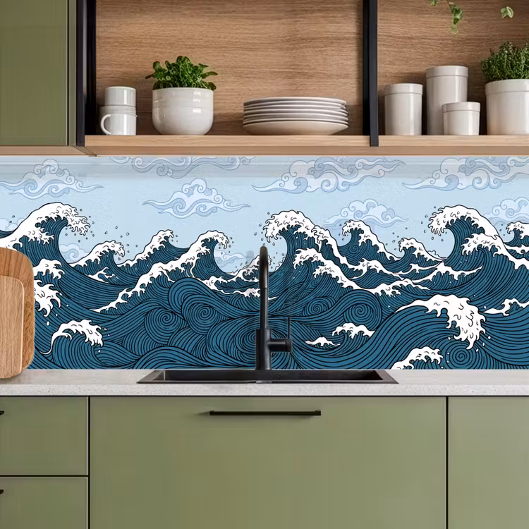 Zee - Golven - Japans - Natuur - Blauw keuken achterwand 2 middel -sfeer3