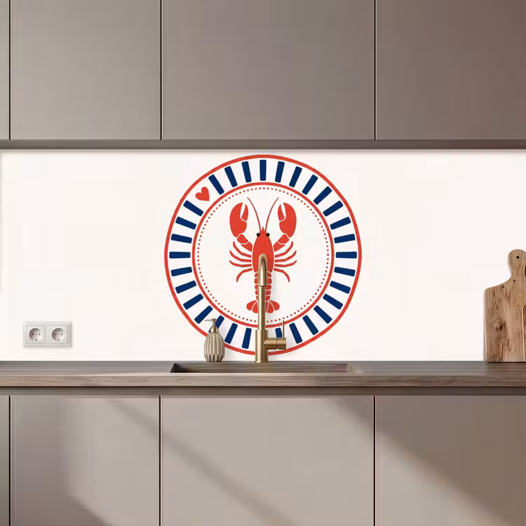 Zeeleven - Kreeft - Embleem - Grafisch - Rood keuken achterwand 2 middel zz_3dshopping