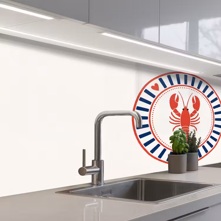 Zeeleven - Kreeft - Embleem - Grafisch - Rood keuken achterwand 2 middel -3d_schuin