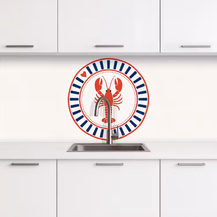 Zeeleven - Kreeft - Embleem - Grafisch - Rood keuken achterwand 2 middel -3d