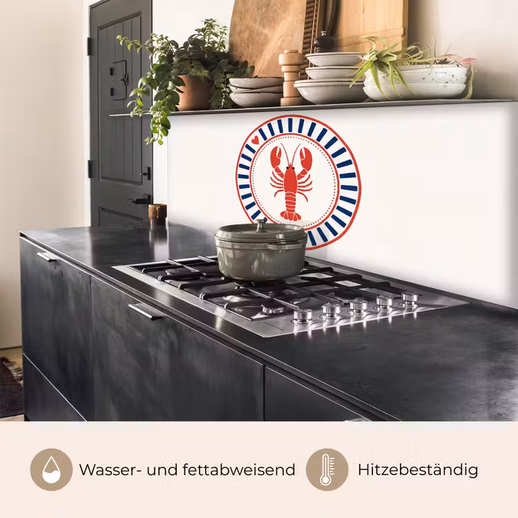 Zeeleven - Kreeft - Embleem - Grafisch - Rood keuken achterwand 2 middel -usp_DE