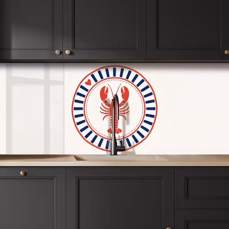 Zeeleven - Kreeft - Embleem - Grafisch - Rood keuken achterwand 2 middel -sfeer1
