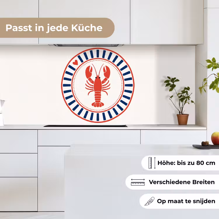 Zeeleven - Kreeft - Embleem - Grafisch - Rood keuken achterwand 2 middel -sfeer4_DE