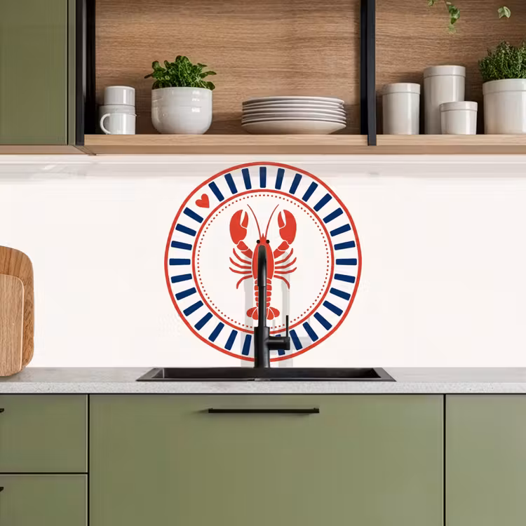 Zeeleven - Kreeft - Embleem - Grafisch - Rood keuken achterwand 2 middel -sfeer3