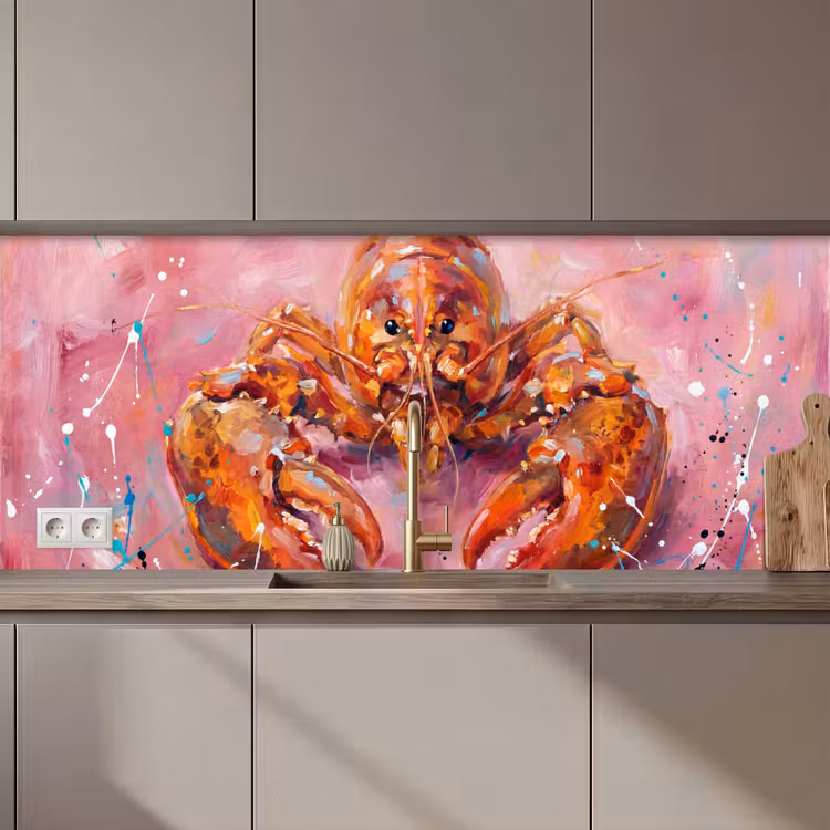 Zeeleven - Kreeft - Spatters - Abstract - Roze keuken achterwand 2 middel zz_3dshopping