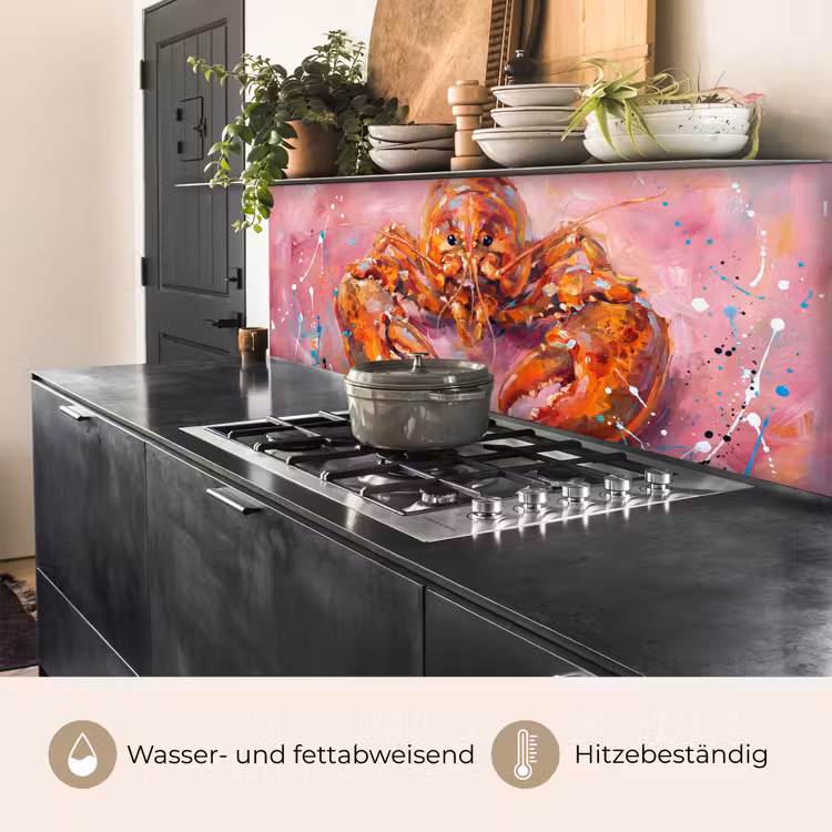 Zeeleven - Kreeft - Spatters - Abstract - Roze keuken achterwand 2 middel -usp_DE