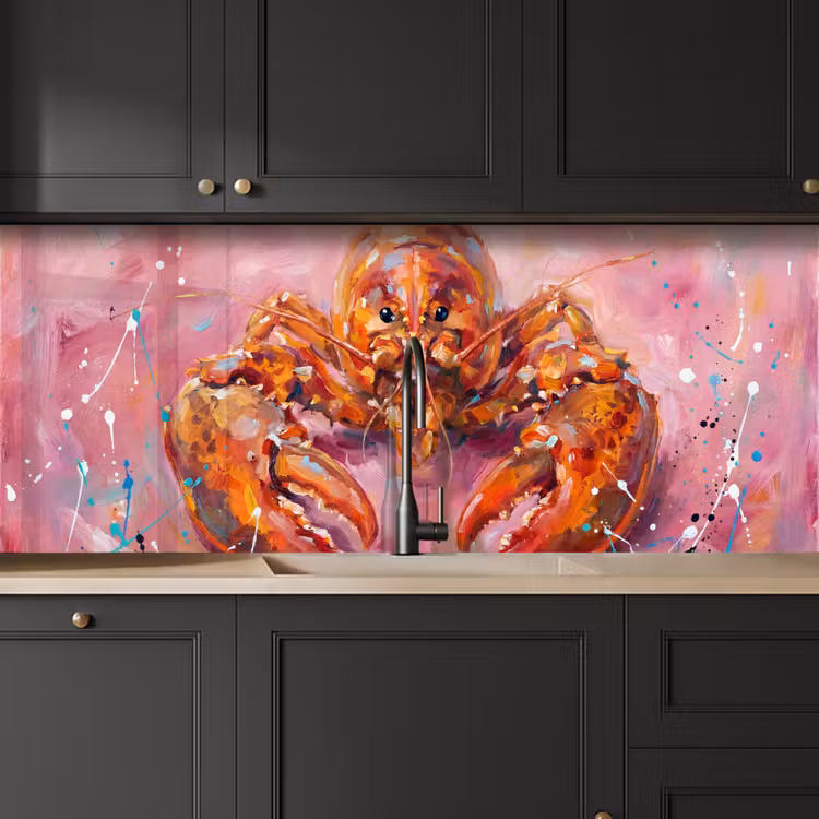 Zeeleven - Kreeft - Spatters - Abstract - Roze keuken achterwand 2 middel -sfeer1
