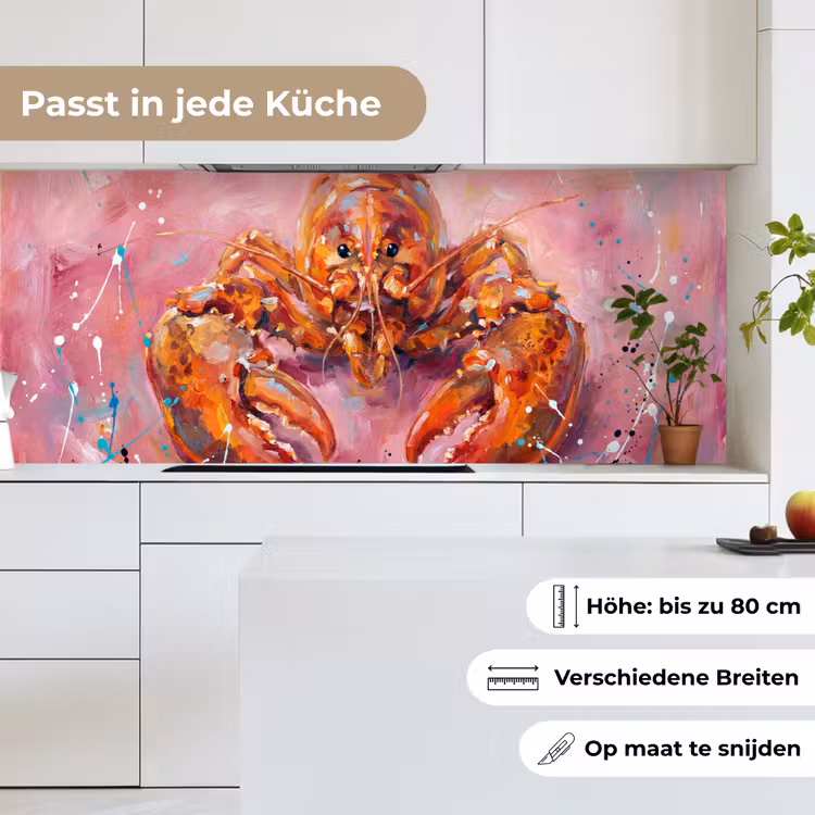 Zeeleven - Kreeft - Spatters - Abstract - Roze keuken achterwand 2 middel -sfeer4_DE