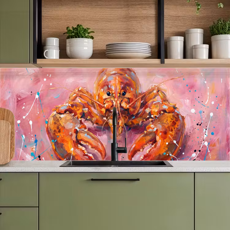 Zeeleven - Kreeft - Spatters - Abstract - Roze keuken achterwand 2 middel -sfeer3