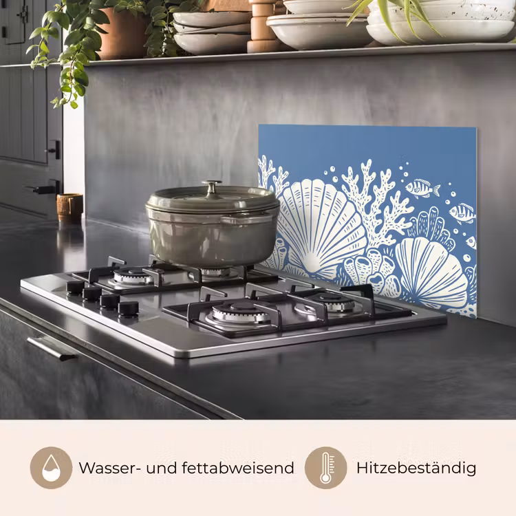 Zeeleven - Koraal - Schelp - Vis - Illustratie - Onderwater keuken achterwand spatscherm klein -usp_DE