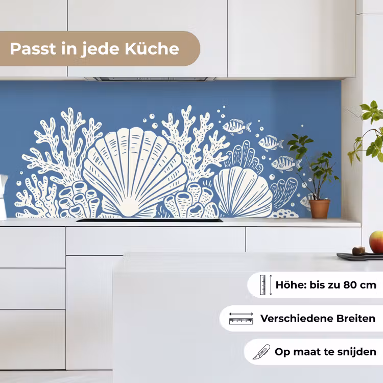 Zeeleven - Koraal - Schelp - Vis - Illustratie - Onderwater keuken achterwand 2 middel -sfeer4_DE