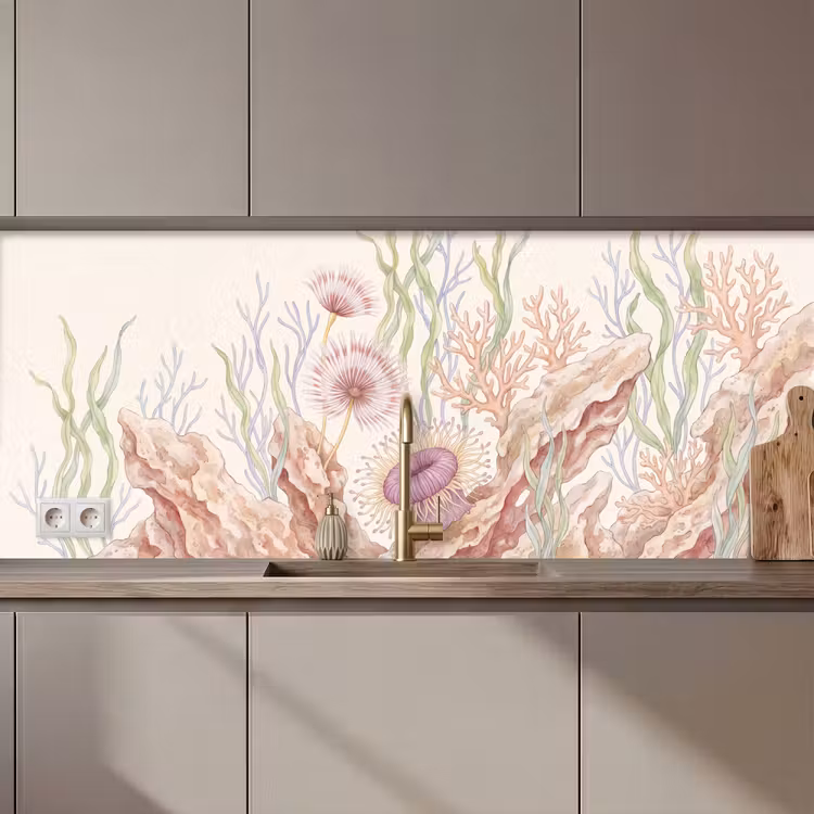 Zeeleven - Koraal - Onderwater - Illustratie - Kleurrijk keuken achterwand 2 middel zz_3dshopping