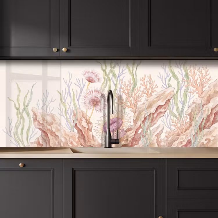 Zeeleven - Koraal - Onderwater - Illustratie - Kleurrijk keuken achterwand 2 middel -sfeer1