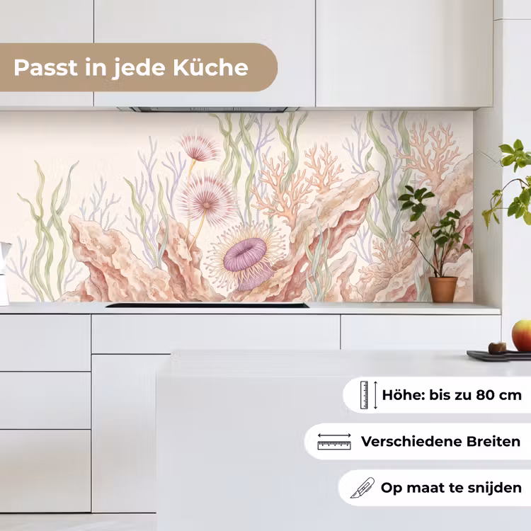 Zeeleven - Koraal - Onderwater - Illustratie - Kleurrijk keuken achterwand 2 middel -sfeer4_DE