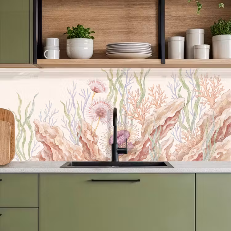 Zeeleven - Koraal - Onderwater - Illustratie - Kleurrijk keuken achterwand 2 middel -sfeer3