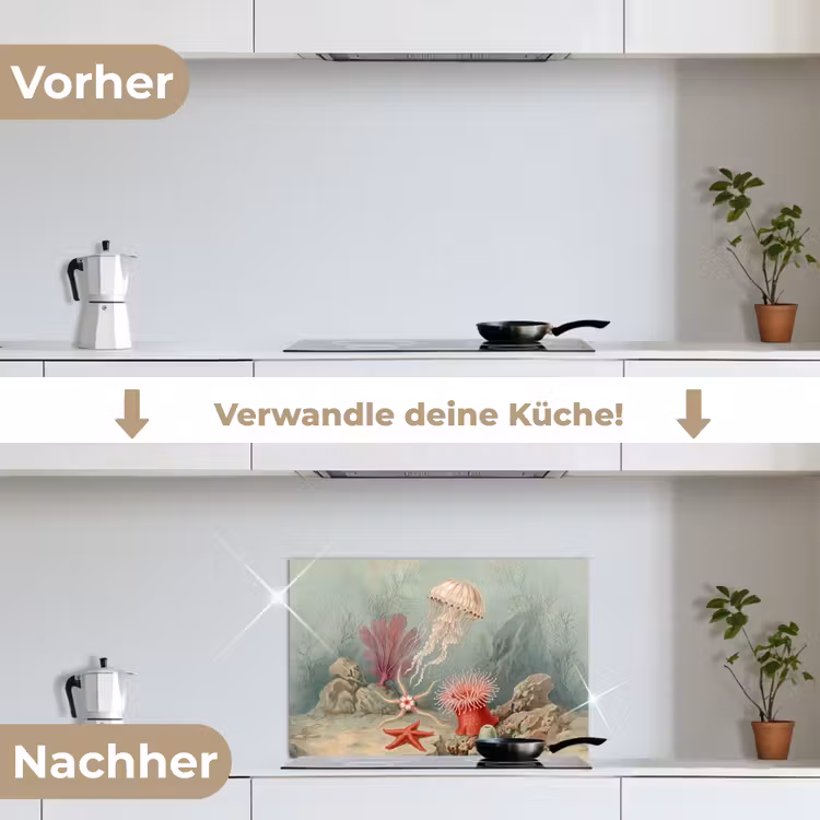 Zeeleven - Kwal - Onderwater - Illustratie - Beige keuken achterwand spatscherm klein -voor_na_DE