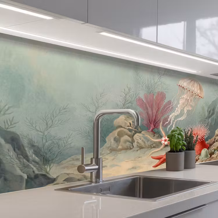 Zeeleven - Kwal - Onderwater - Illustratie - Beige keuken achterwand 2 middel -3d_schuin