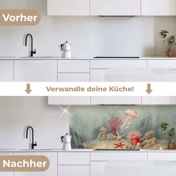 Zeeleven - Kwal - Onderwater - Illustratie - Beige keuken achterwand 2 middel -voor-na_DE