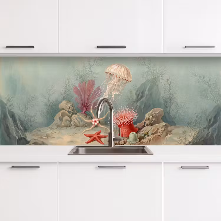 Zeeleven - Kwal - Onderwater - Illustratie - Beige keuken achterwand 2 middel -3d