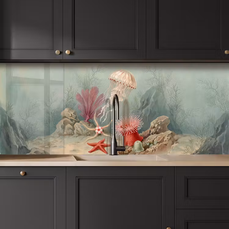 Zeeleven - Kwal - Onderwater - Illustratie - Beige keuken achterwand 2 middel -sfeer1