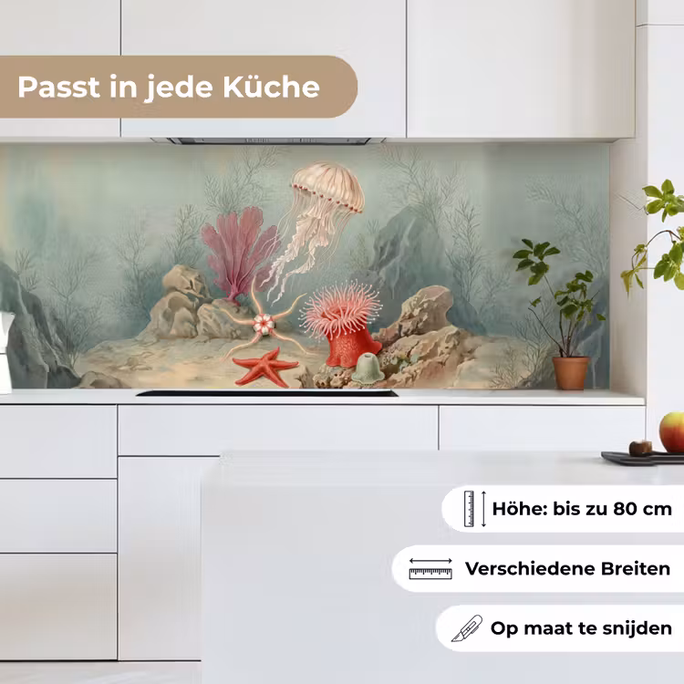 Zeeleven - Kwal - Onderwater - Illustratie - Beige keuken achterwand 2 middel -sfeer4_DE