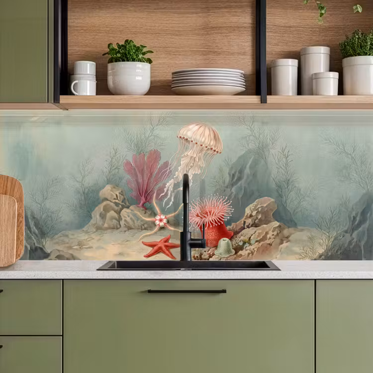 Zeeleven - Kwal - Onderwater - Illustratie - Beige keuken achterwand 2 middel -sfeer3