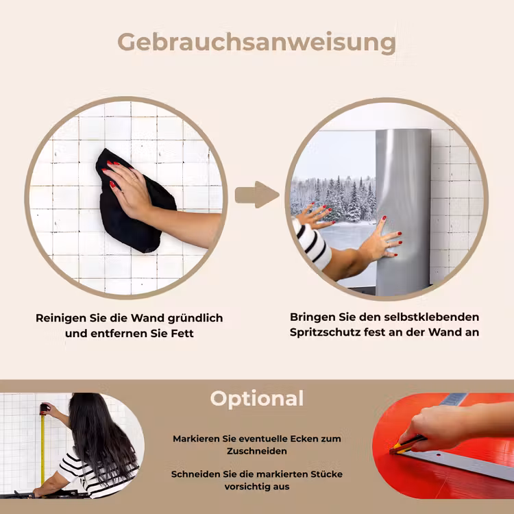 Meer - Dennen - IJs - Winter - Rustgevend keuken achterwand spatscherm klein -gebruiksaanwijzing_DE