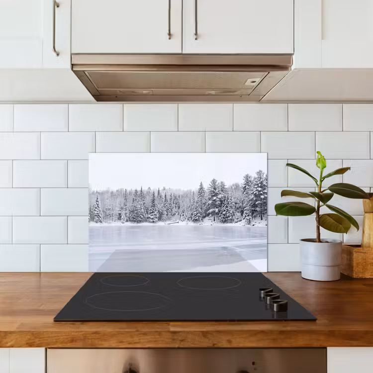 Meer - Dennen - IJs - Winter - Rustgevend keuken achterwand spatscherm klein -sfeer2