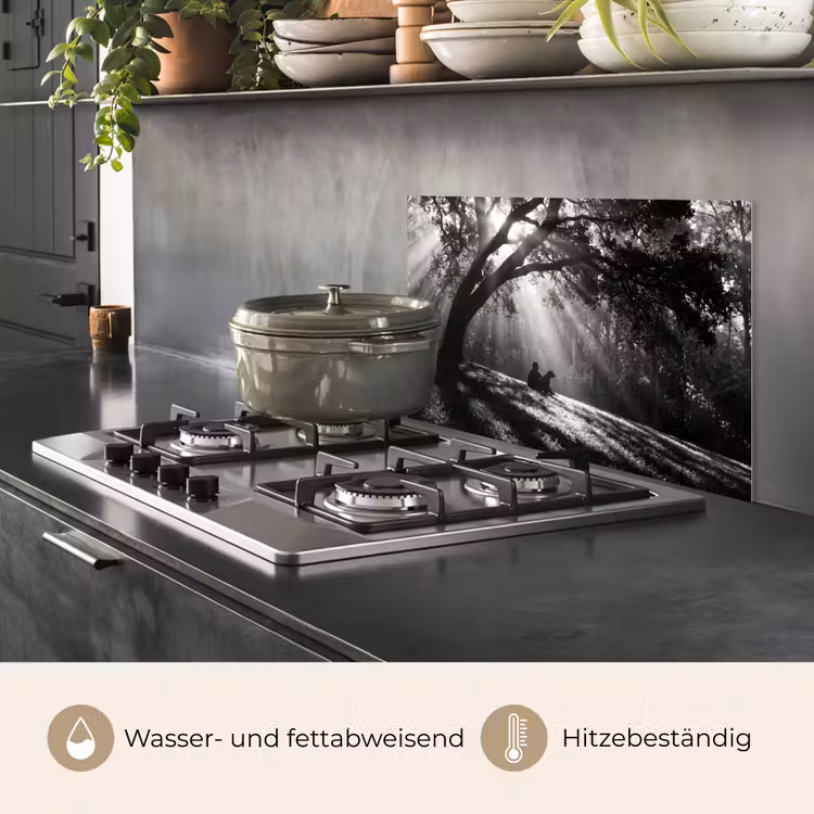 Mens - Hond - Natuur - Zwart-wit - Silhouet keuken achterwand spatscherm klein -usp_DE