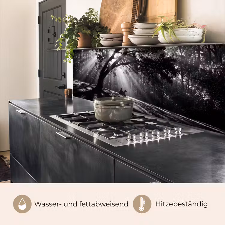 Mens - Hond - Natuur - Zwart-wit - Silhouet keuken achterwand 2 middel -usp_DE