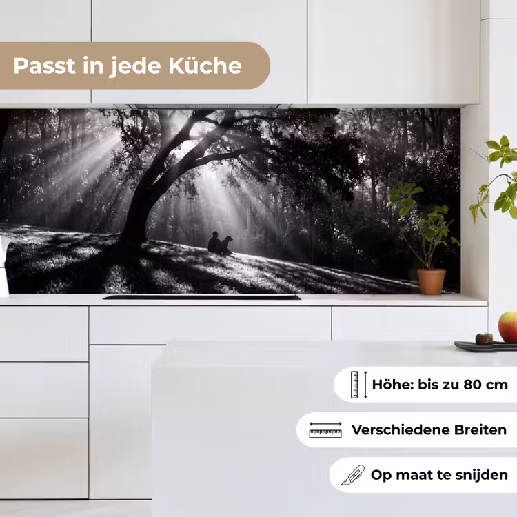 Mens - Hond - Natuur - Zwart-wit - Silhouet keuken achterwand 2 middel -sfeer4_DE
