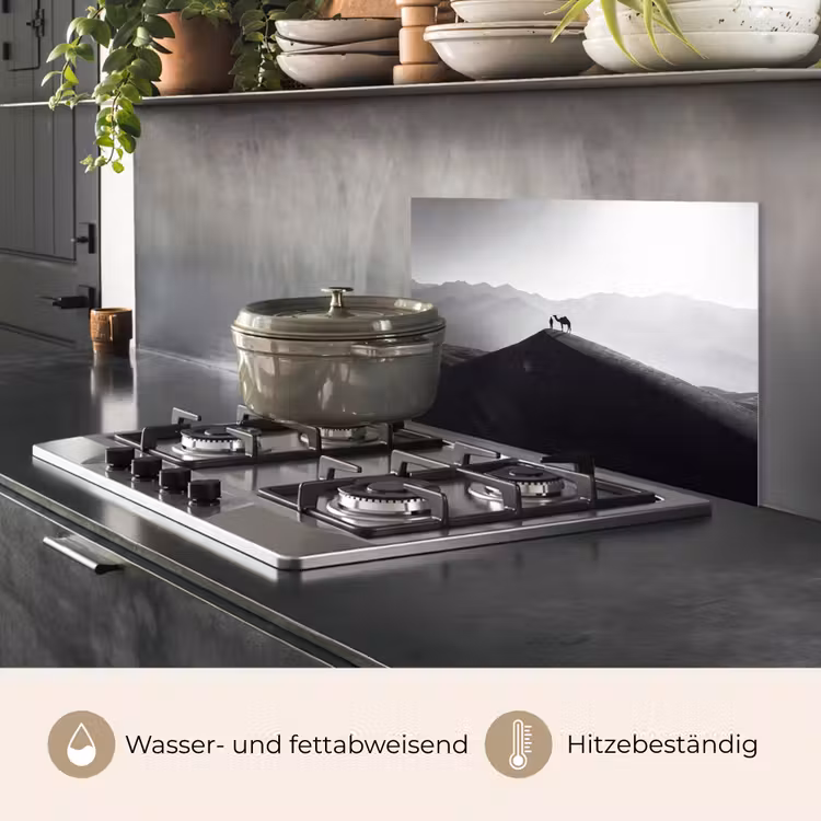 Mens - Kameel - Zandduin - Natuur - Monochroom keuken achterwand spatscherm klein -usp_DE