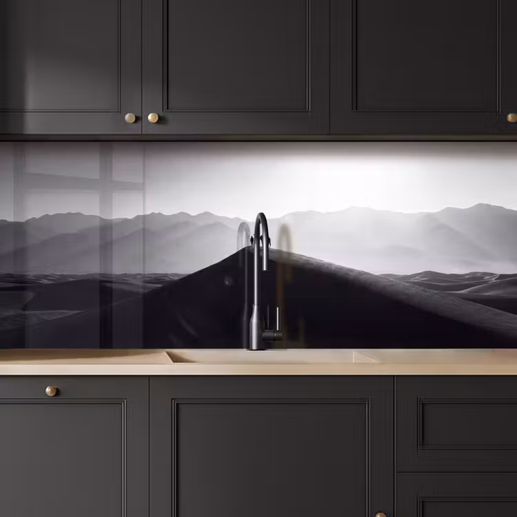 Mens - Kameel - Zandduin - Natuur - Monochroom keuken achterwand 2 middel -sfeer1