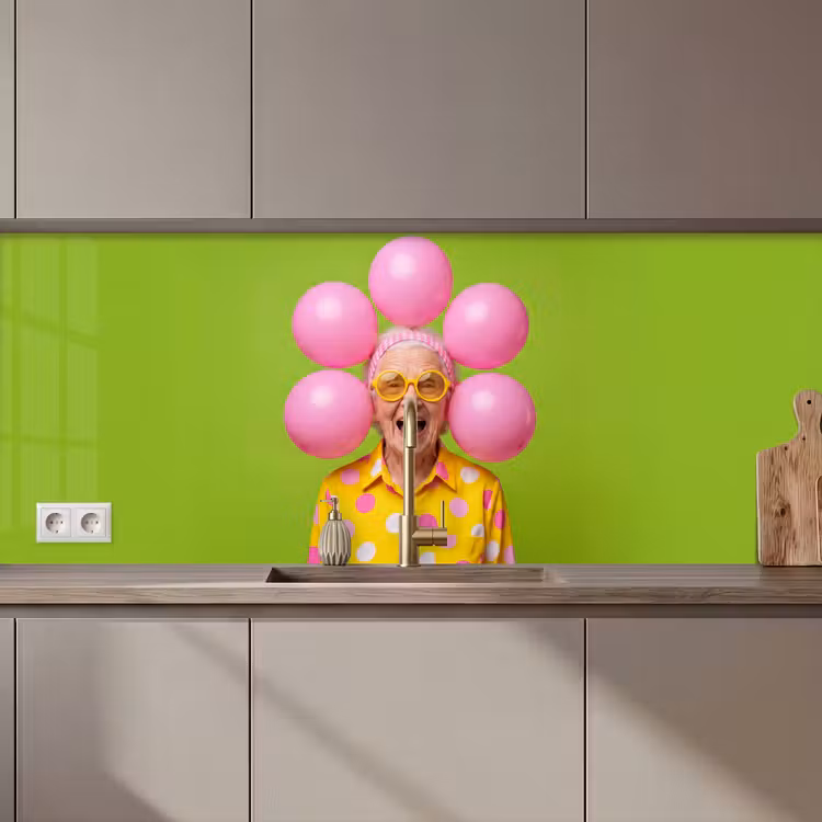 Mens - Ballonnen - Feest - Kleurrijk - Roze keuken achterwand 2 middel zz_3dshopping