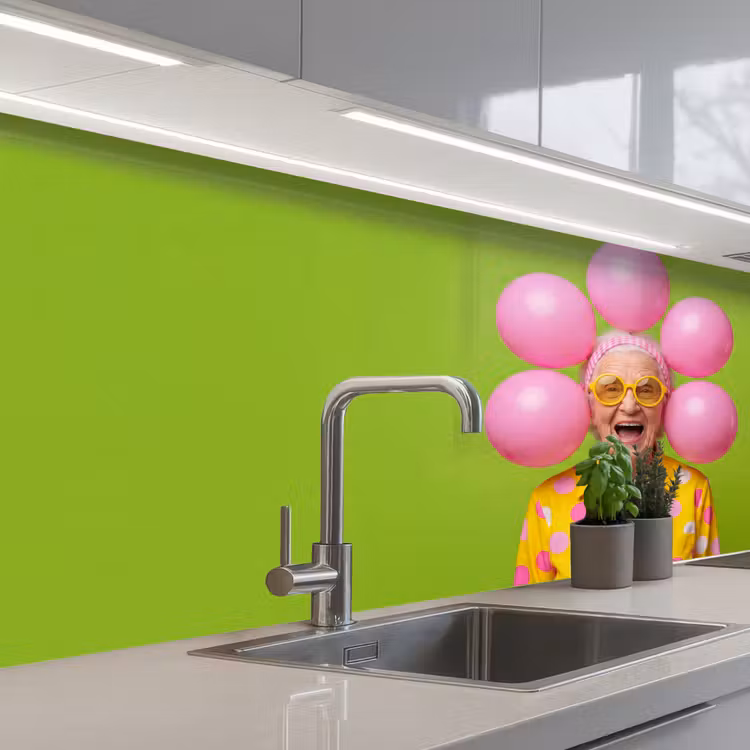 Mens - Ballonnen - Feest - Kleurrijk - Roze keuken achterwand 2 middel -3d_schuin