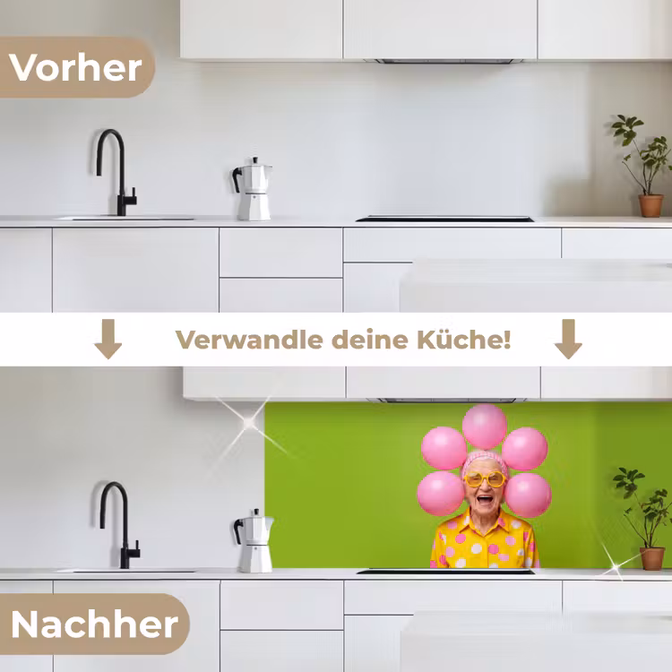 Mens - Ballonnen - Feest - Kleurrijk - Roze keuken achterwand 2 middel -voor-na_DE