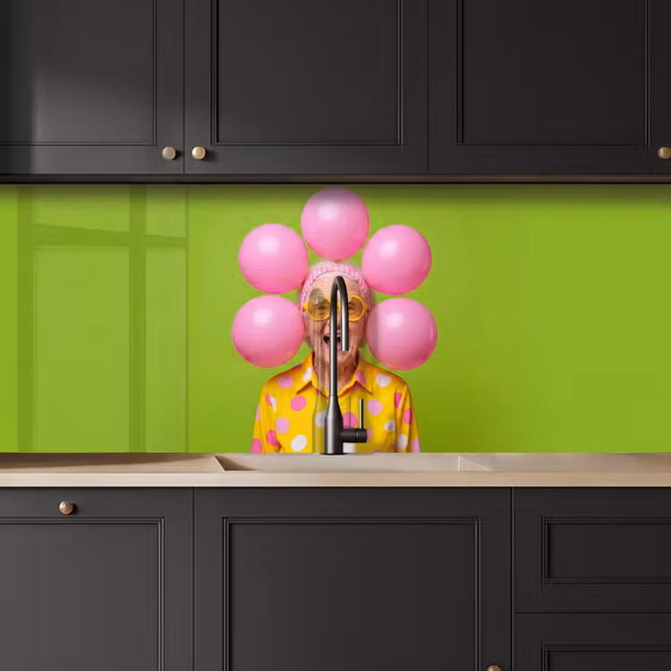 Mens - Ballonnen - Feest - Kleurrijk - Roze keuken achterwand 2 middel -sfeer1