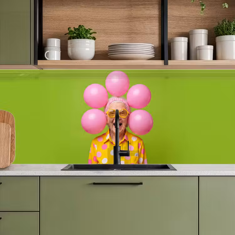 Mens - Ballonnen - Feest - Kleurrijk - Roze keuken achterwand 2 middel -sfeer3