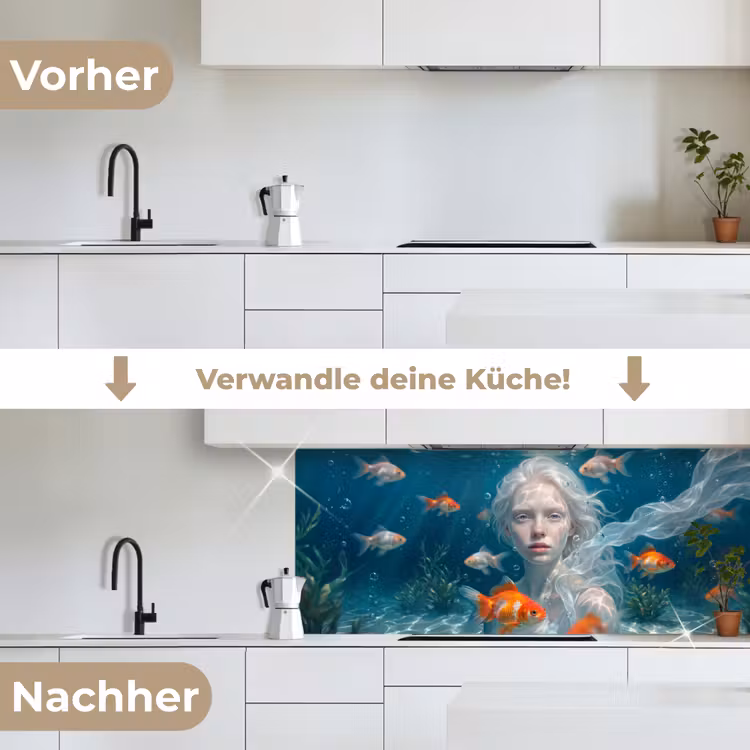 Mens - Onderwater - Vis - Modern - Blauw keuken achterwand 2 middel -voor-na_DE