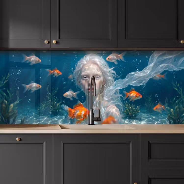 Mens - Onderwater - Vis - Modern - Blauw keuken achterwand 2 middel -sfeer1