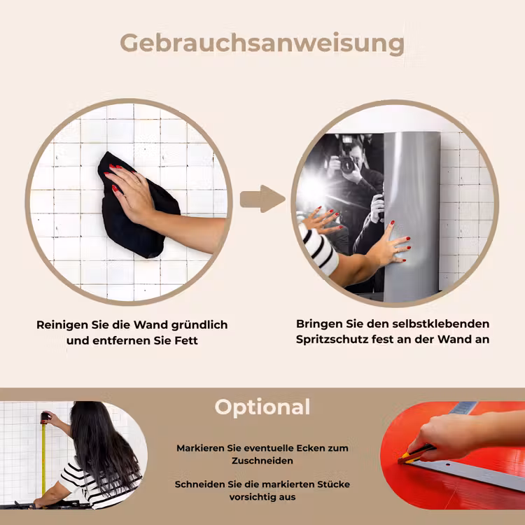 Mensen - Camera - Flitslicht - Zwart-wit - Media keuken achterwand spatscherm klein -gebruiksaanwijzing_DE