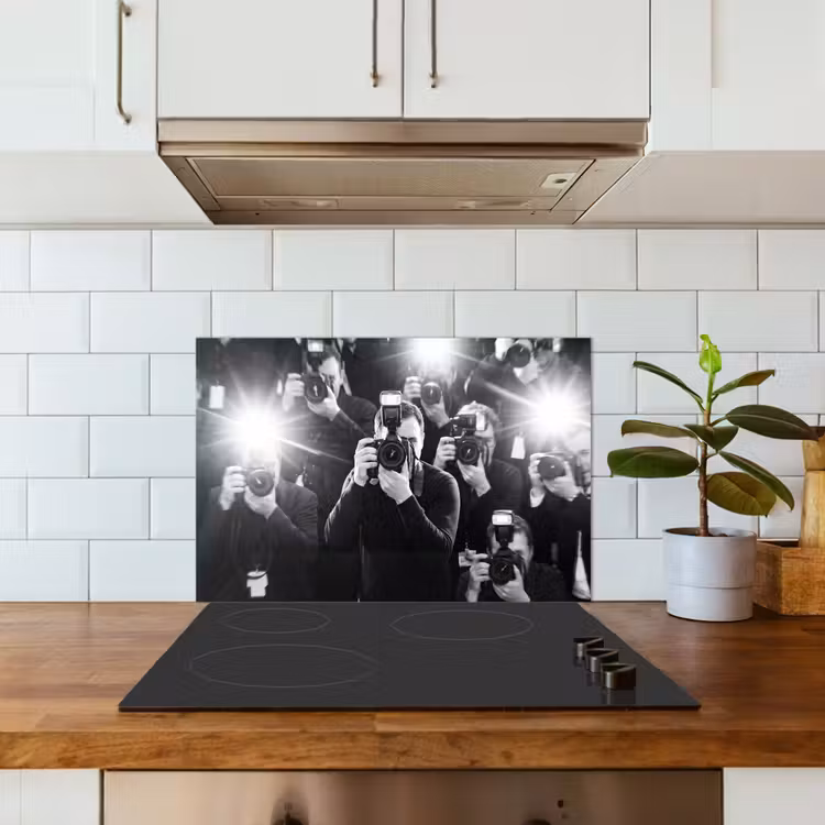 Mensen - Camera - Flitslicht - Zwart-wit - Media keuken achterwand spatscherm klein -sfeer2