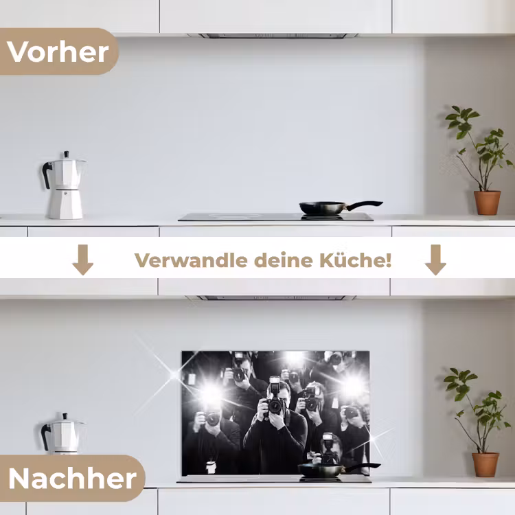 Mensen - Camera - Flitslicht - Zwart-wit - Media keuken achterwand spatscherm klein -voor_na_DE